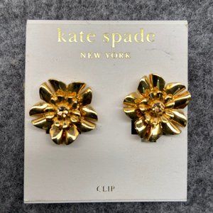 Kate Spade Flower Gold Tone Clip On Earring New